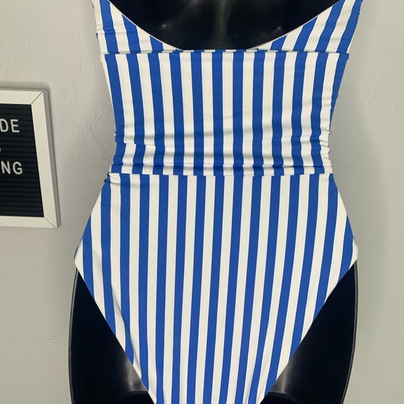 Blue & White Stripped One Piece Bikini Size Medium - Picture 6 of 12